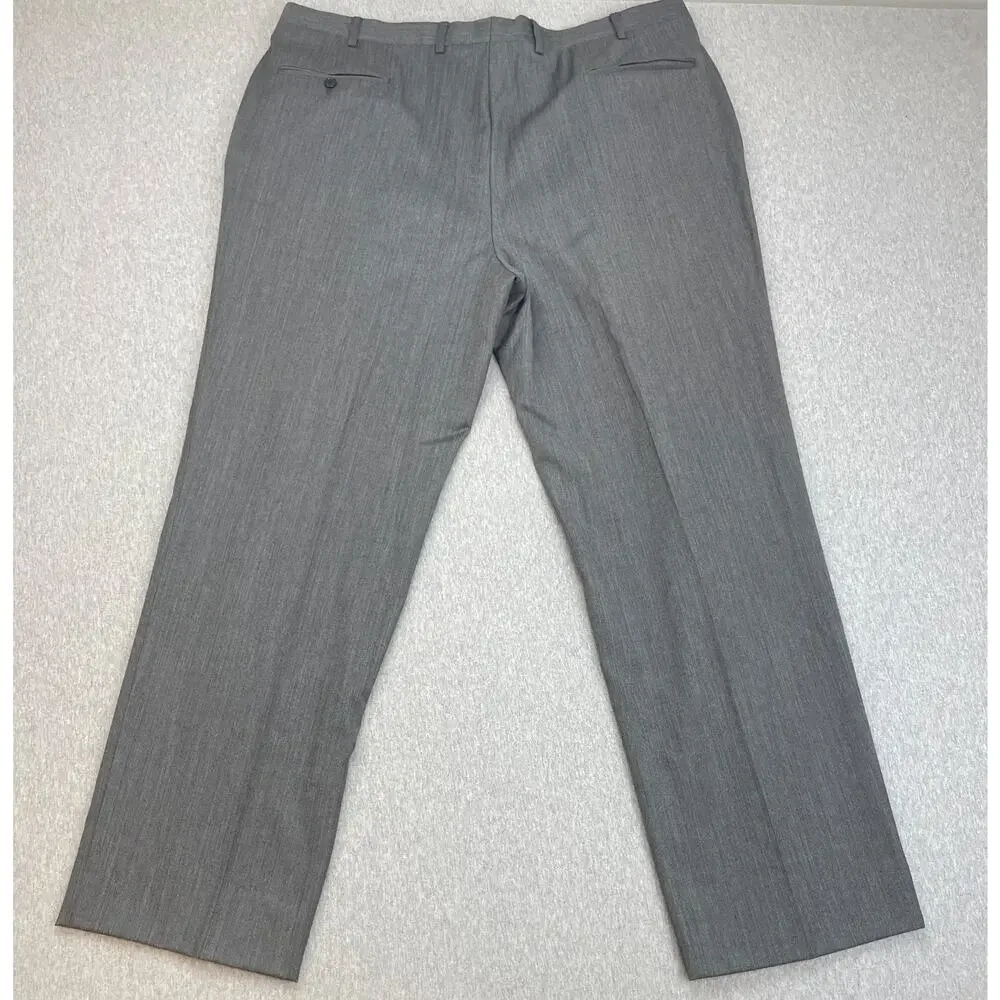 Jos A Bank Signature Suit Men 46XL Gray Herringbone Wool Pants 40 x 31 - 2 Piece